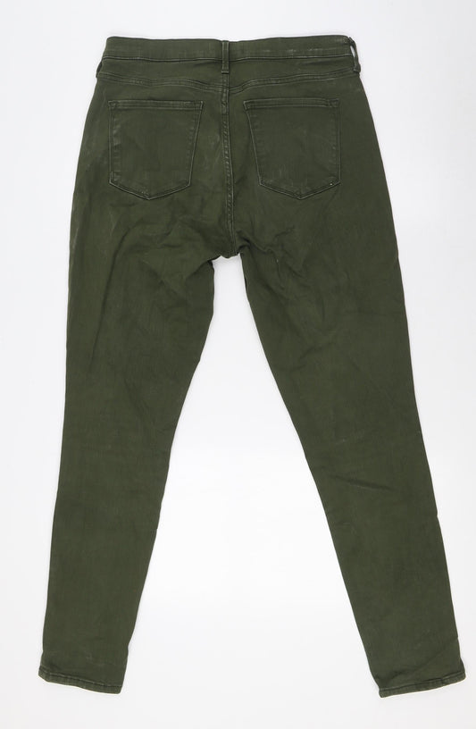 Gap Womens Green Herringbone Cotton Skinny Jeans Size 30 in L30 in Slim Button