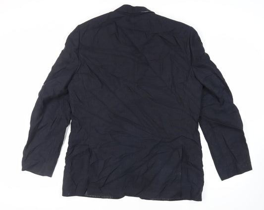 Fellini Mens Blue Linen Jacket Blazer Size 44 Regular