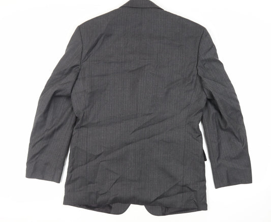 Varteks Mens Grey Striped Acetate Jacket Suit Jacket Size 40 Regular