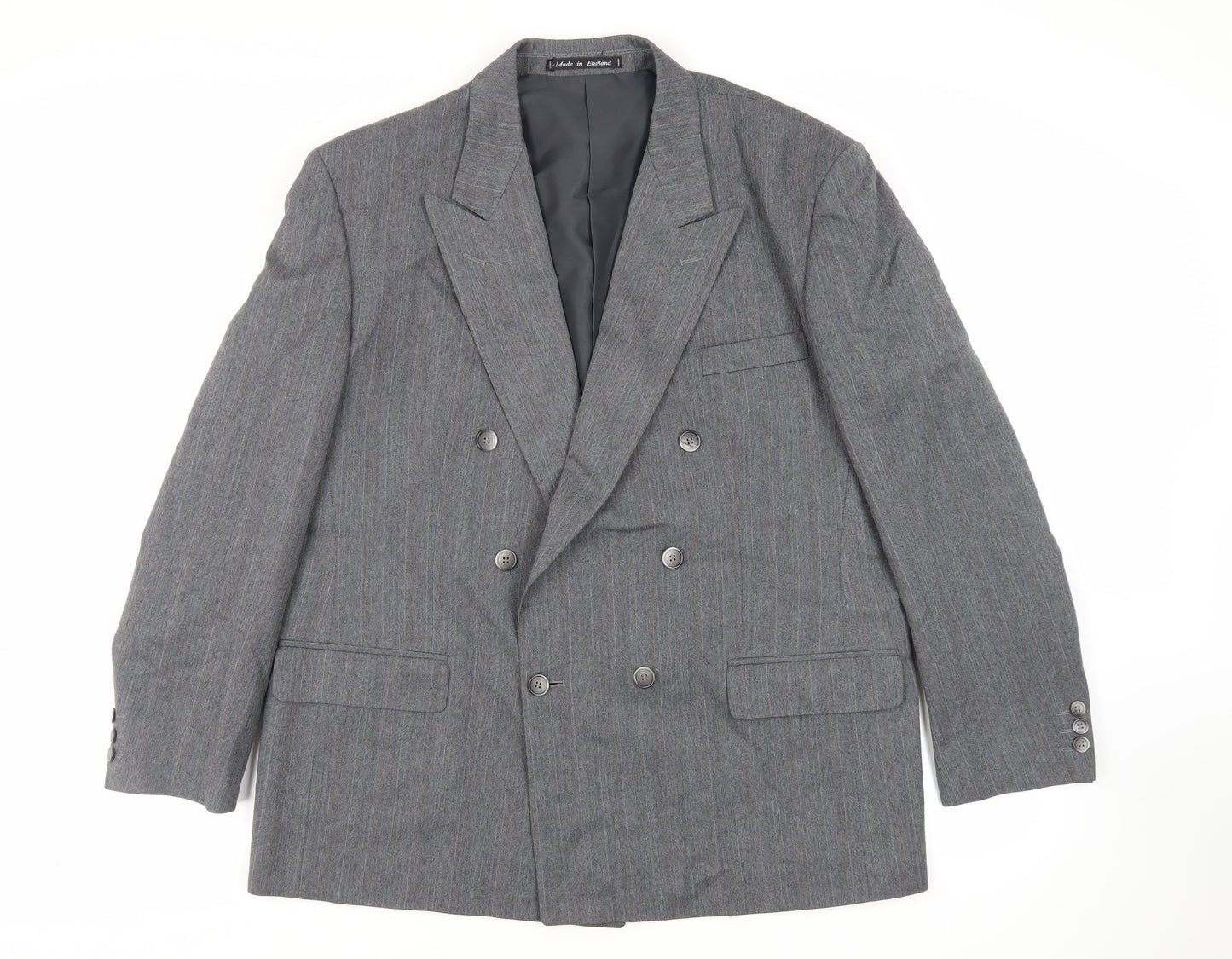 Harbarry of England Mens Grey Striped Polyester Jacket Suit Jacket Size 46 Regular