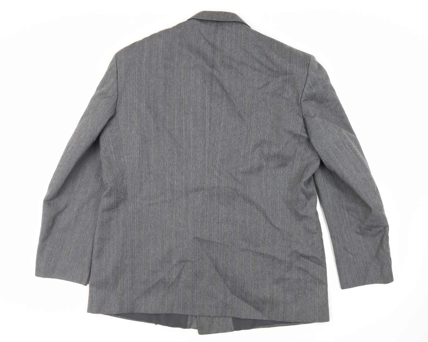 Harbarry of England Mens Grey Striped Polyester Jacket Suit Jacket Size 46 Regular