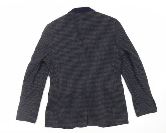 Topman Mens Blue Geometric Jacket Blazer Size 38 Button