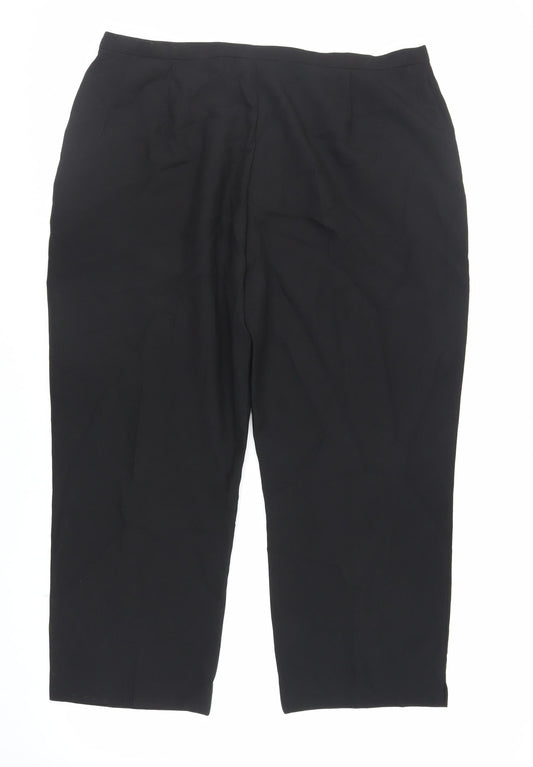 Sarah Hamilton Womens Black Polyester Trousers Size 20 L26 in Regular Zip - Zipped Pockets
