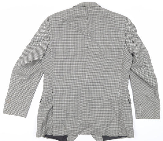 Marks and Spencer Mens Black Geometric Wool Jacket Suit Jacket Size 42 Regular