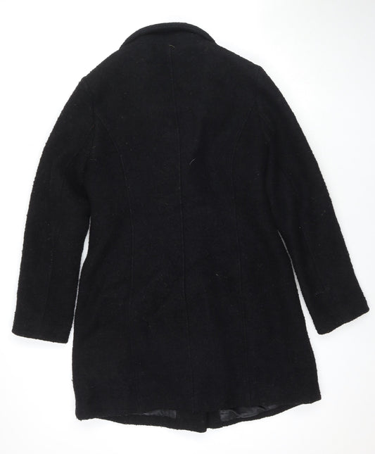 New Look Womens Black Overcoat Coat Size 12 Zip