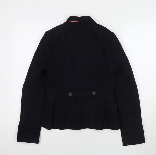 Jack Wills Womens Black Pea Coat Coat Size 8 Button