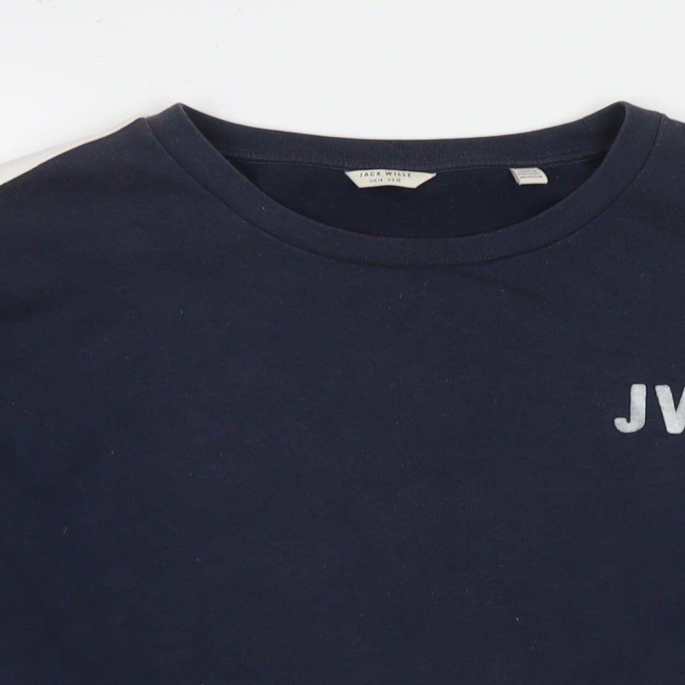 Jack Wills Womens Blue Cotton Pullover Sweatshirt Size 14 Pullover