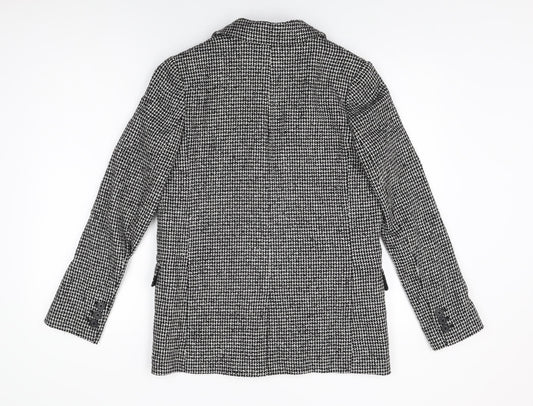 Marks and Spencer Womens Black Geometric Jacket Blazer Size 8 Button