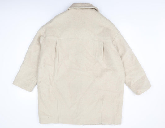 Monki Womens Beige Overcoat Coat Size S Button
