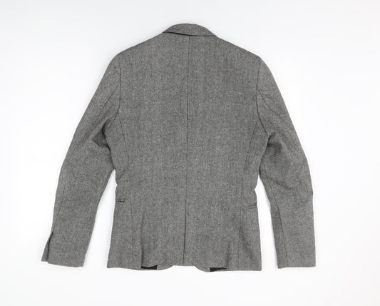 H&M Mens Grey Wool Jacket Suit Jacket Size 36 Regular