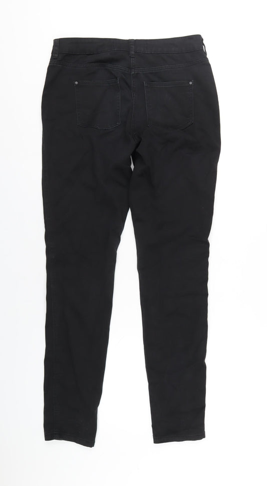 NEXT Womens Black Cotton Skinny Jeans Size 12 L32 in Regular Zip
