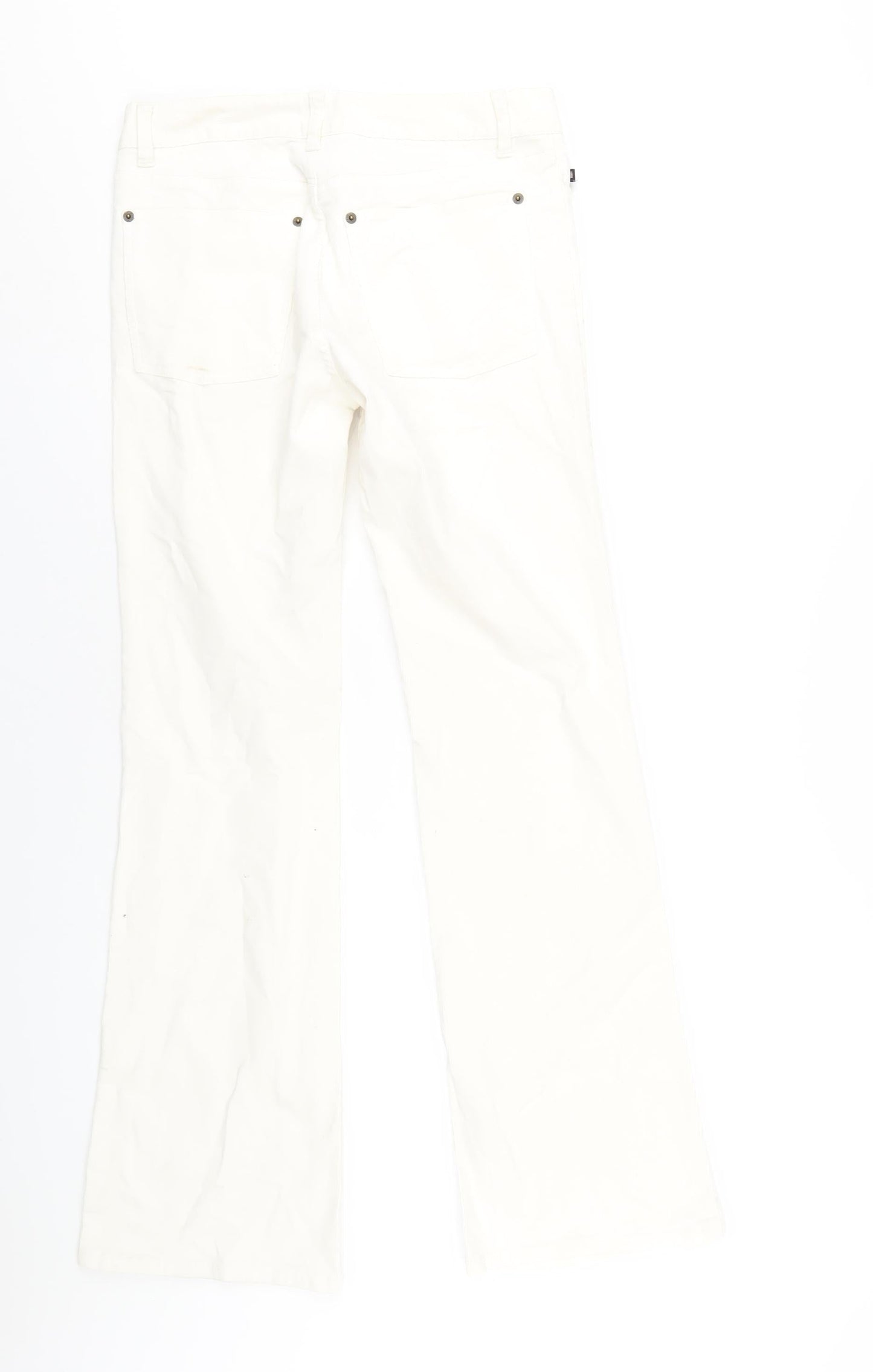 Polo Ralph Lauren Womens White Cotton Trousers Size 8 L32 in Regular Zip