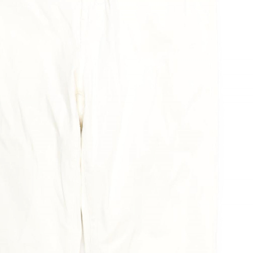 Polo Ralph Lauren Womens White Cotton Trousers Size 8 L32 in Regular Zip