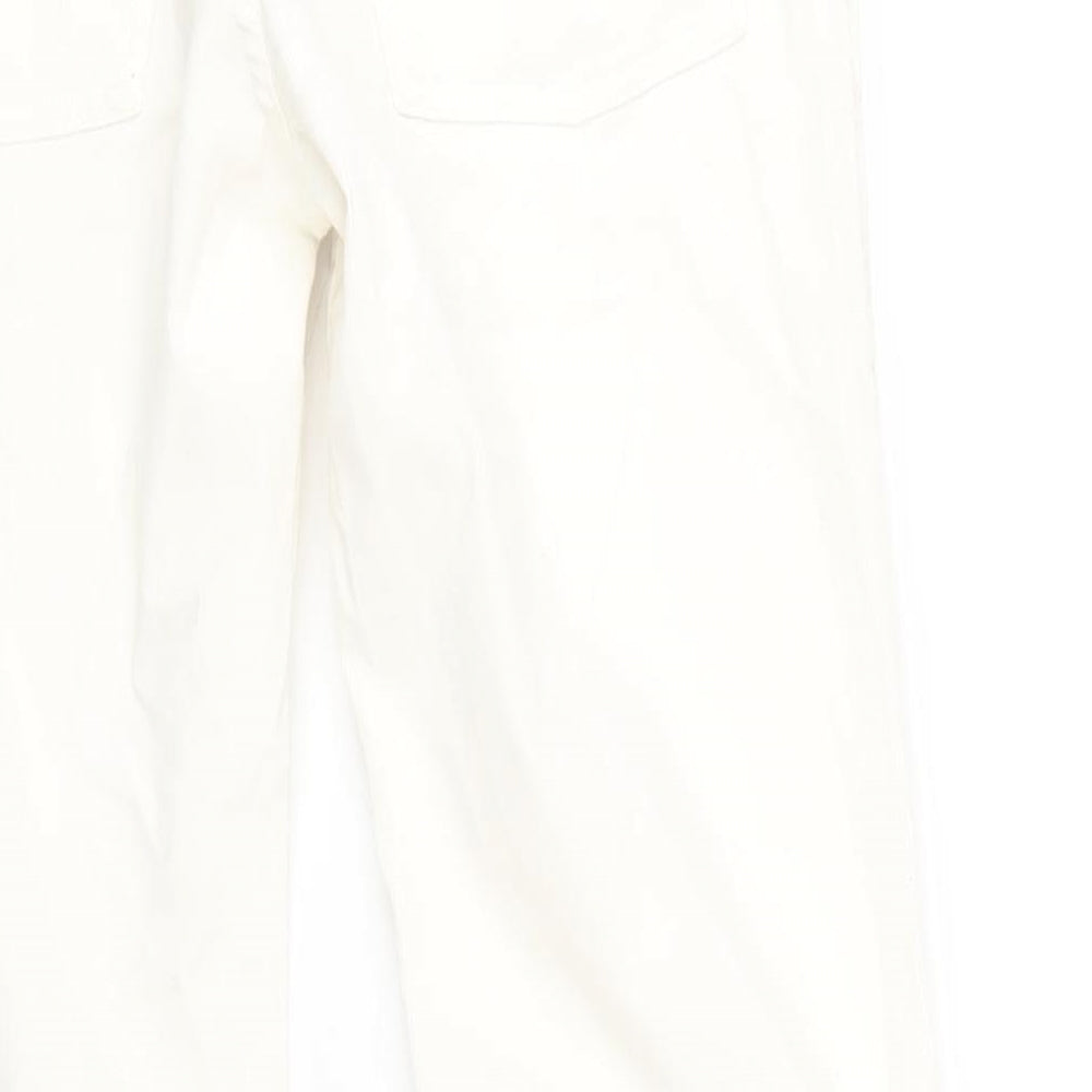 Polo Ralph Lauren Womens White Cotton Trousers Size 8 L32 in Regular Zip