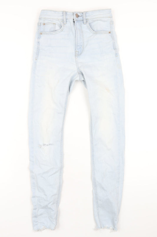 Stradivarius Womens Blue Cotton Skinny Jeans Size 6 L28 in Regular Zip