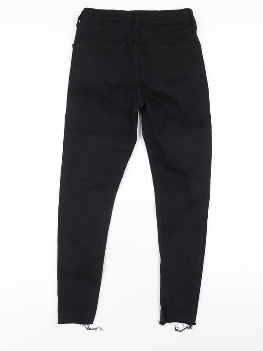 Topshop Womens Black Cotton Skinny Jeans Size 26 in L30 in Regular Zip