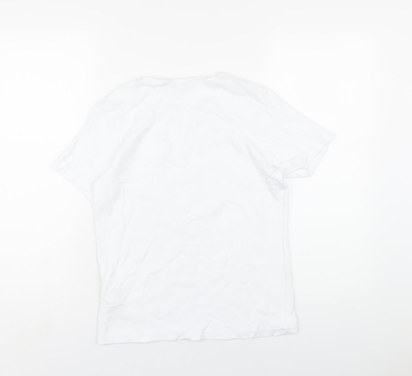EWM Womens White Cotton Basic T-Shirt Size 10 Round Neck