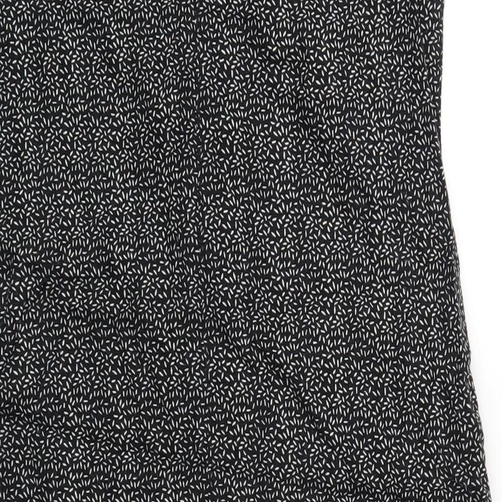 NEXT Womens Black Geometric Linen Tank Dress Size 10 Scoop Neck Pullover