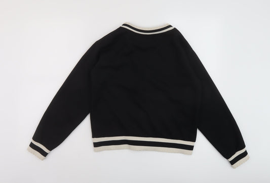 River Island Womens Black Bomber Jacket Jacket Size XS Button