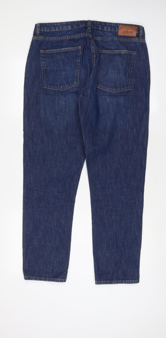 Sézane Mens Blue Cotton Straight Jeans Size 32 in L30 in Regular Zip