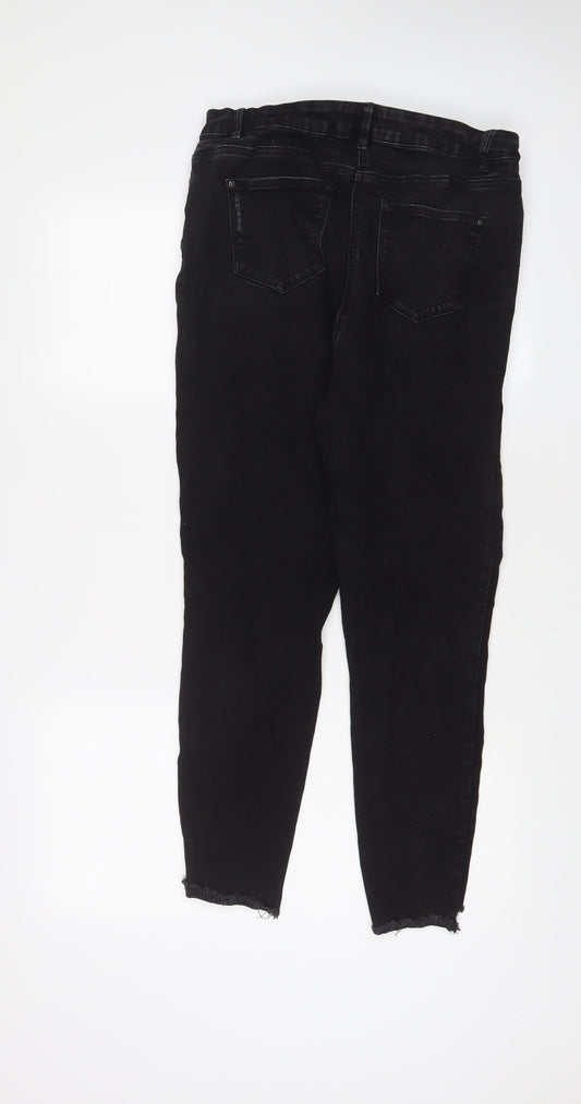 Papaya Womens Black Cotton Skinny Jeans Size 16 L27 in Regular Zip