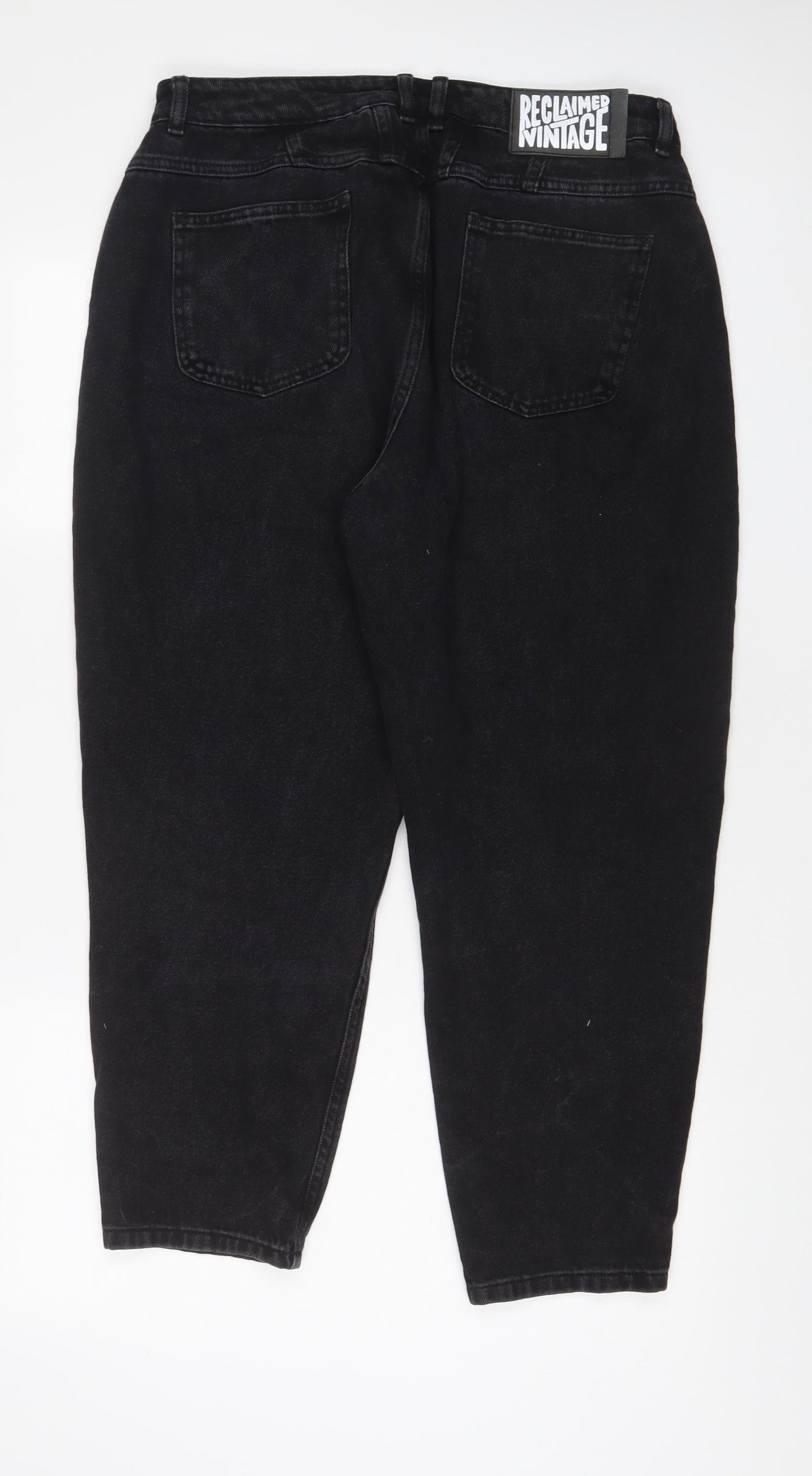 Reclaimed Vintage Womens Black Cotton Mom Jeans Size 34 in L25 in Regular Zip