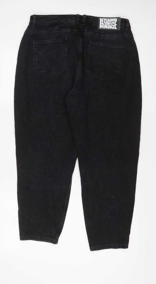 Reclaimed Vintage Womens Black Cotton Mom Jeans Size 34 in L25 in Regular Zip