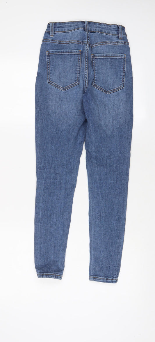 New Look Womens Blue Cotton Skinny Jeans Size 6 L26 in Regular Zip
