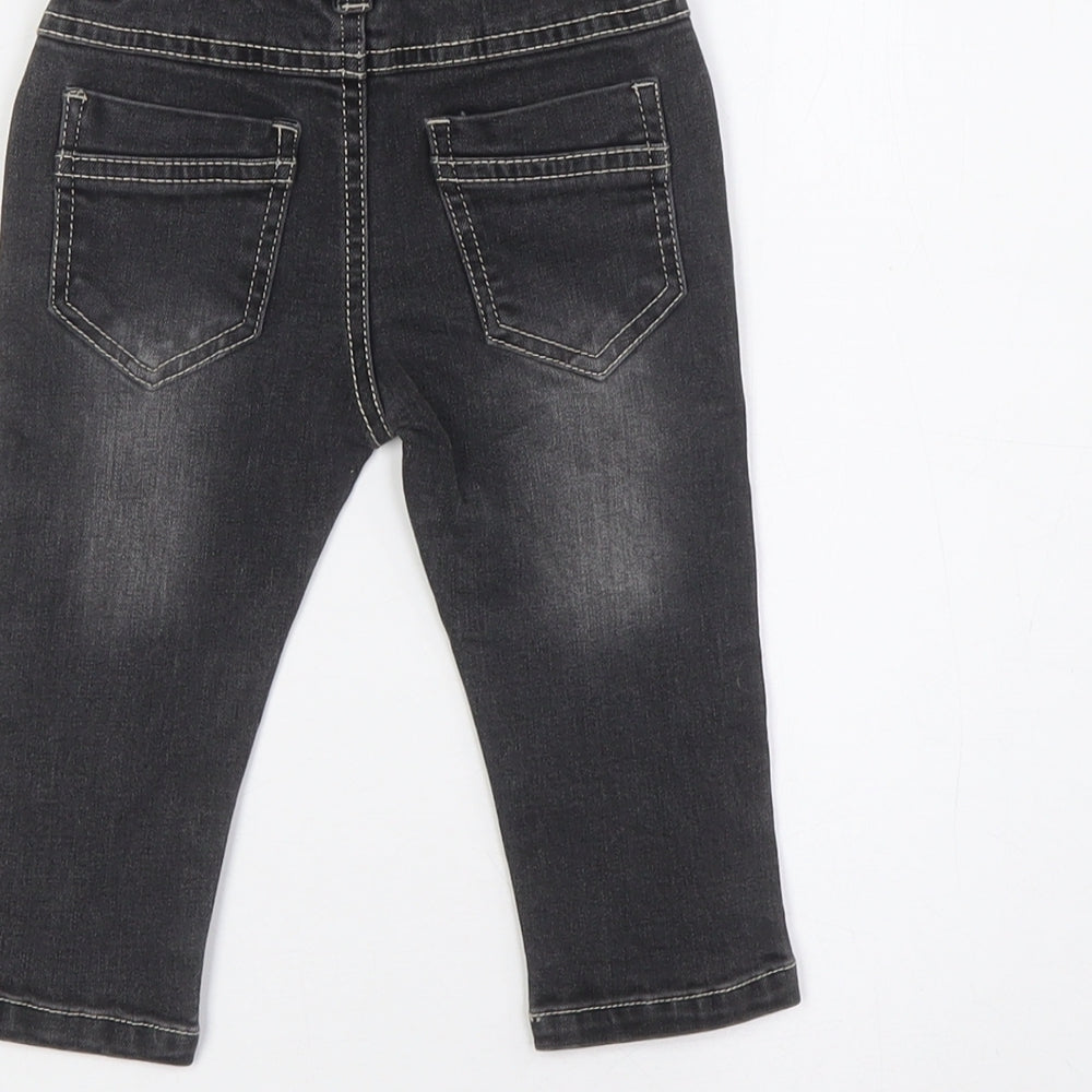 Brand and care label for baby gang Baby Black 100% Cotton Cargo Jeans, size 9-12, Months