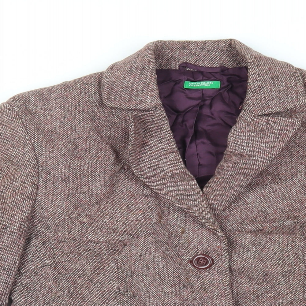 United Colors of Benetton Womens Purple Jacket Blazer Size 10 Button