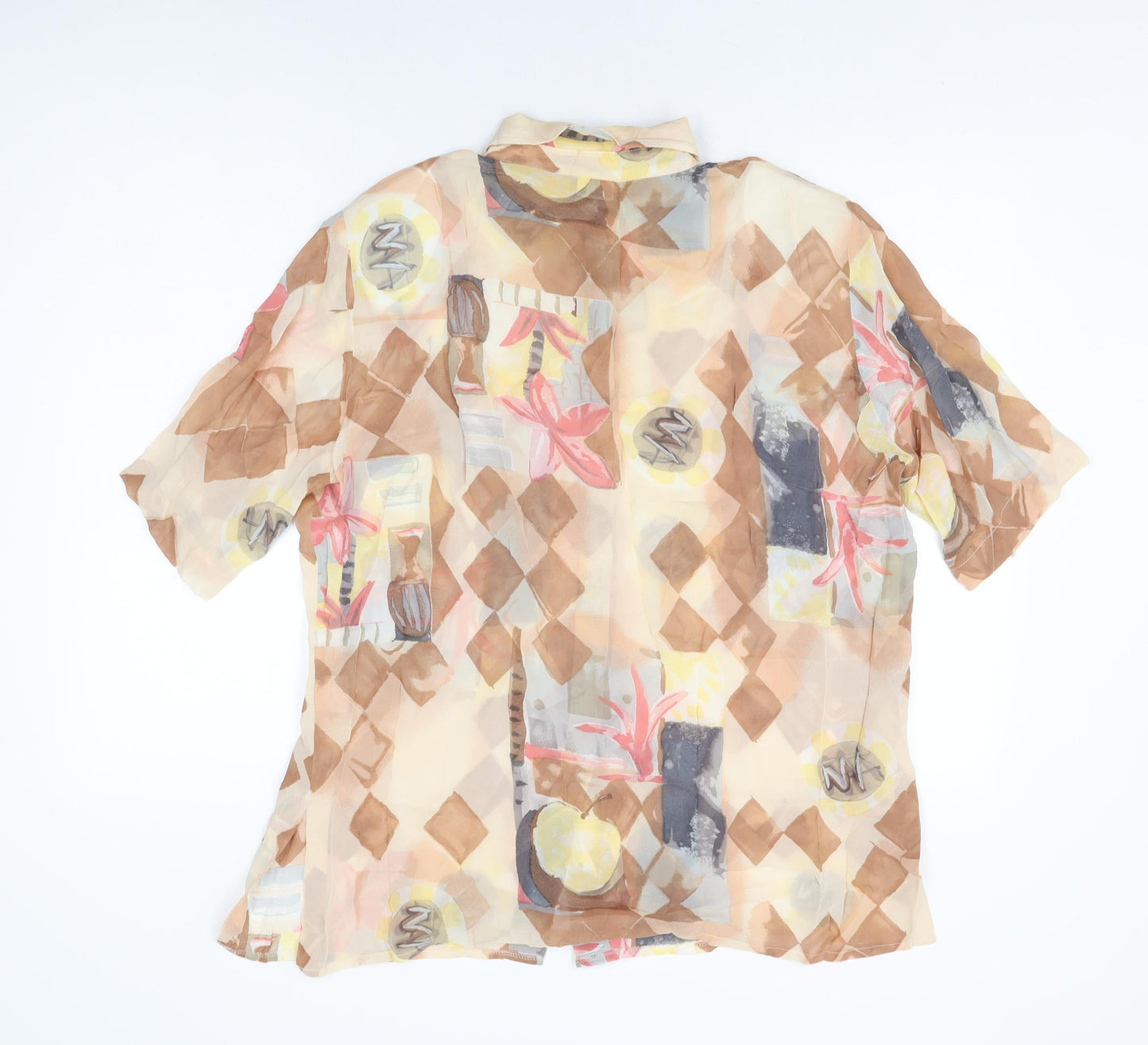 Watercolours Womens Multicoloured Geometric Viscose Basic Button-Up Size 16 Collared