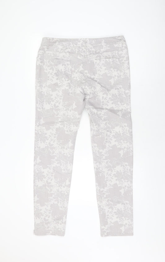 Miss You Womens Grey Floral Cotton Skinny Jeans Size 12 L30 in Regular Zip