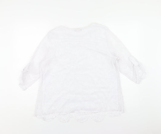 Anna Rose Womens White Polyester Basic T-Shirt Size M Round Neck