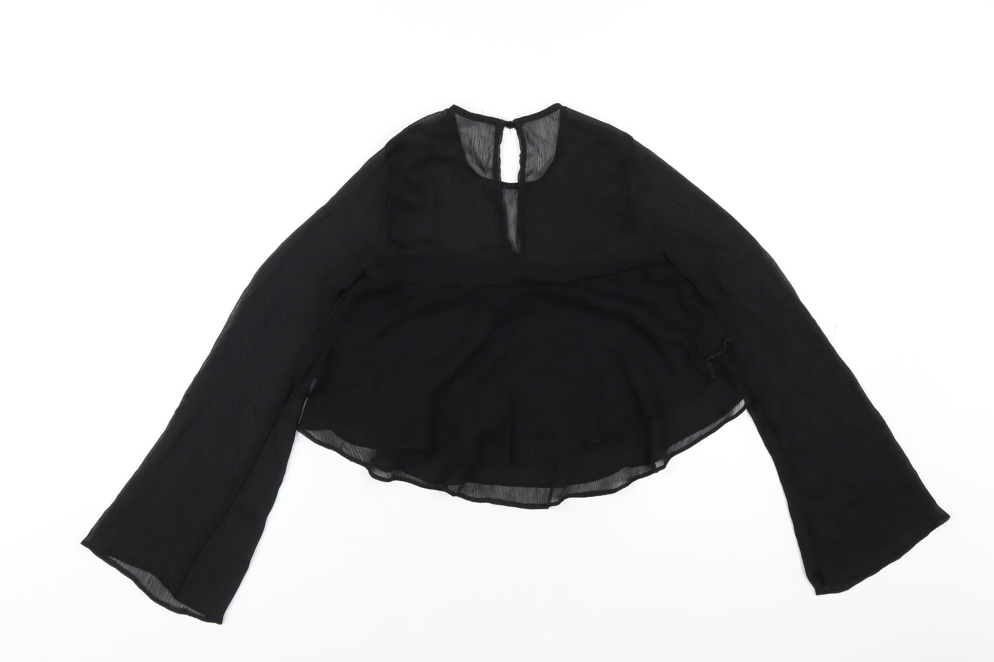 Nobody's Child Womens Black Polyester Basic T-Shirt Size 6 Round Neck