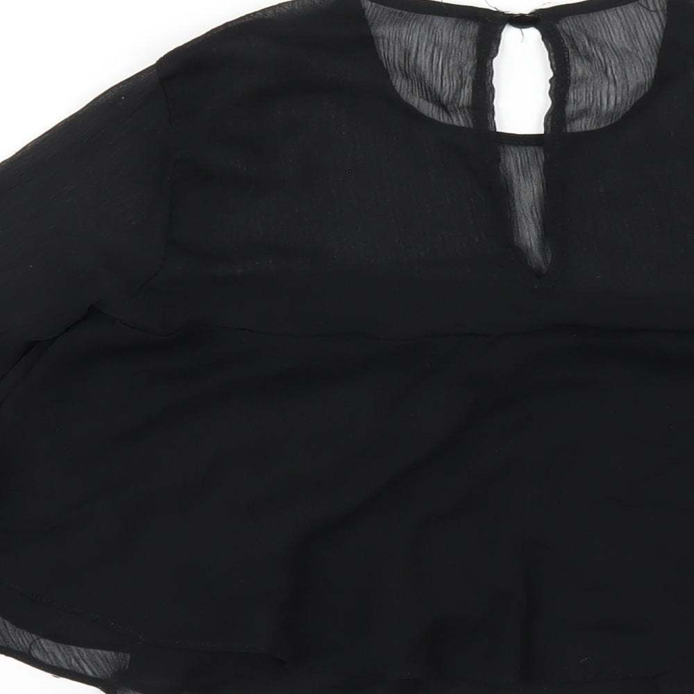 Nobody's Child Womens Black Polyester Basic T-Shirt Size 6 Round Neck