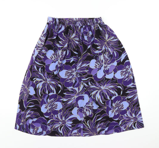 EWM Womens Purple Geometric Polyester A-Line Skirt Size 10
