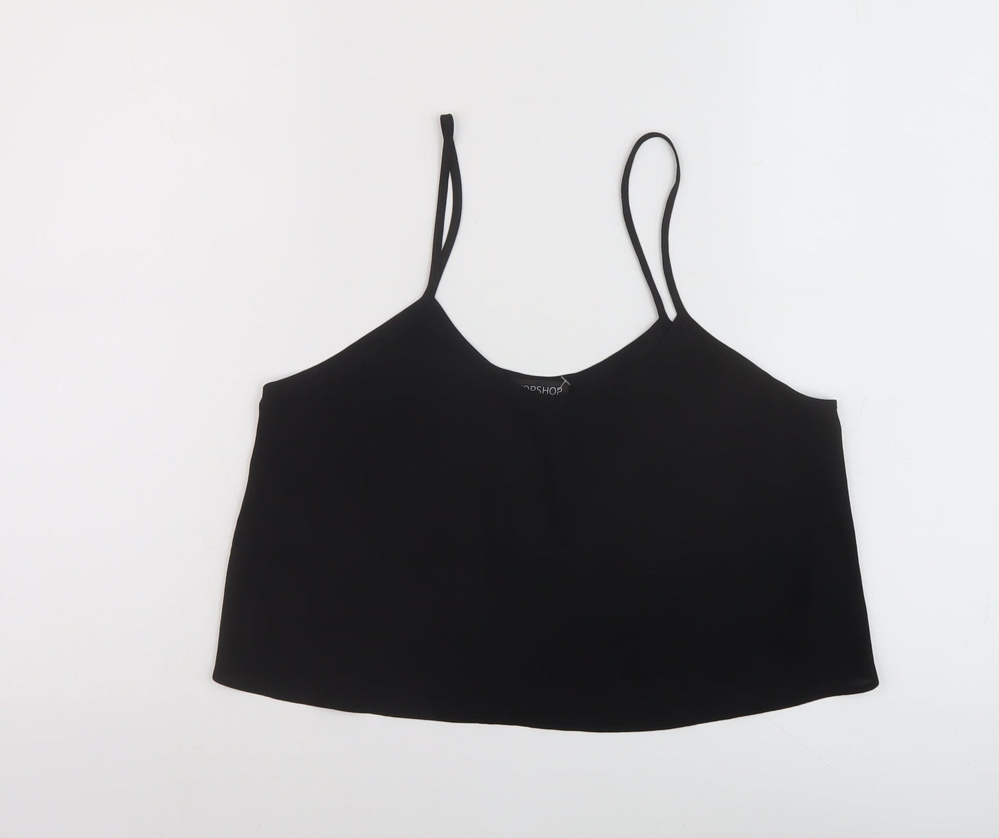Topship Womens Black Polyester Cropped Tank Size 10 Round Neck