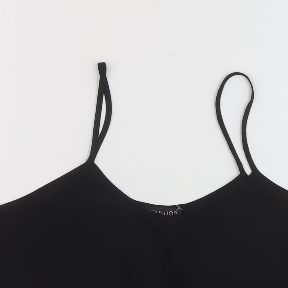 Topship Womens Black Polyester Cropped Tank Size 10 Round Neck
