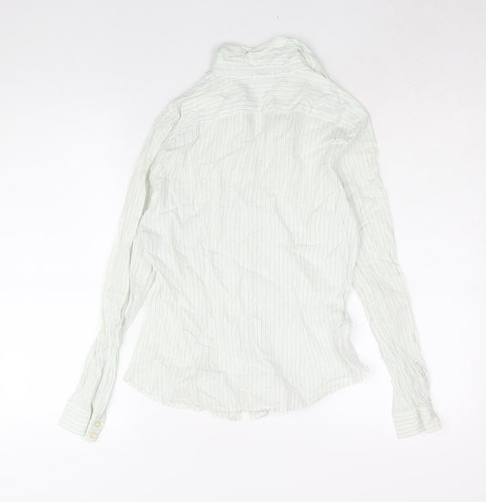 Gap Womens Ivory Striped Cotton Basic Button-Up Size S Collared