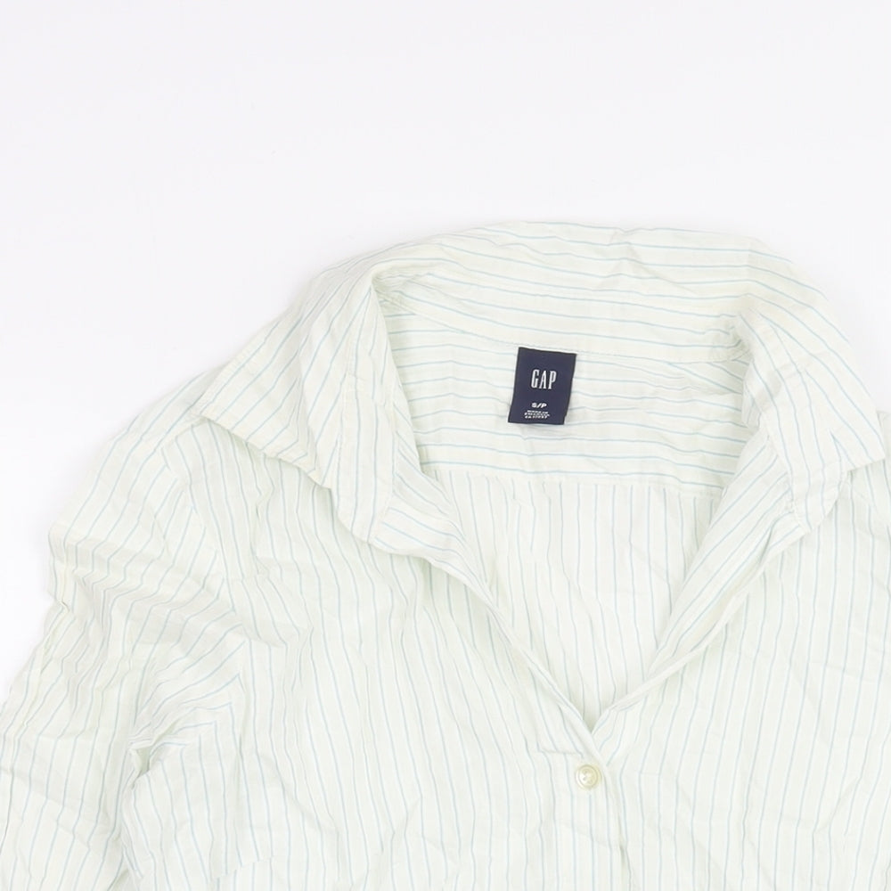 Gap Womens Ivory Striped Cotton Basic Button-Up Size S Collared