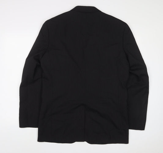 NEXT Mens Black Striped Wool Jacket Suit Jacket Size 40 Regular