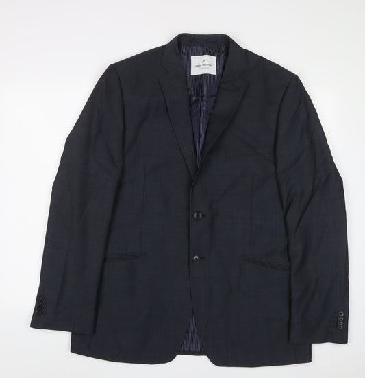 Mens 42 Chest Regular Daniel Hetcher Blue Two-Button Suit Jacket