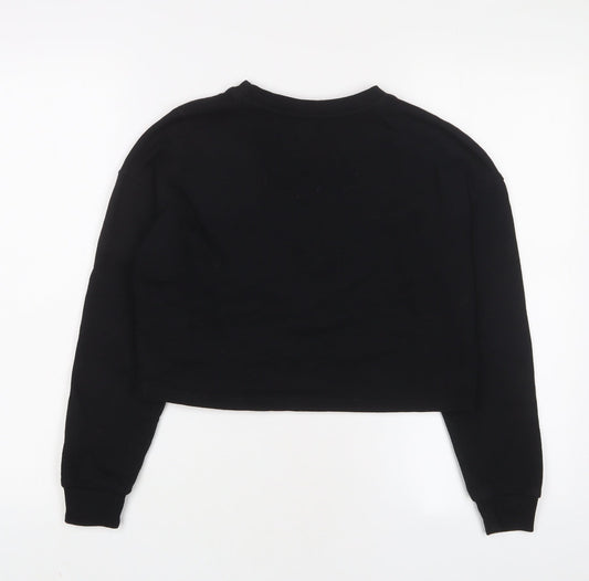 New Look Girls Black Cotton Pullover Sweatshirt Size 10-11 Years Pullover