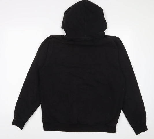River Island Mens Black Cotton Pullover Hoodie Size L - Embroidered