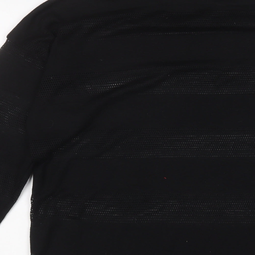 NEXT Womens Black Polyester Basic T-Shirt Size 12 Crew Neck