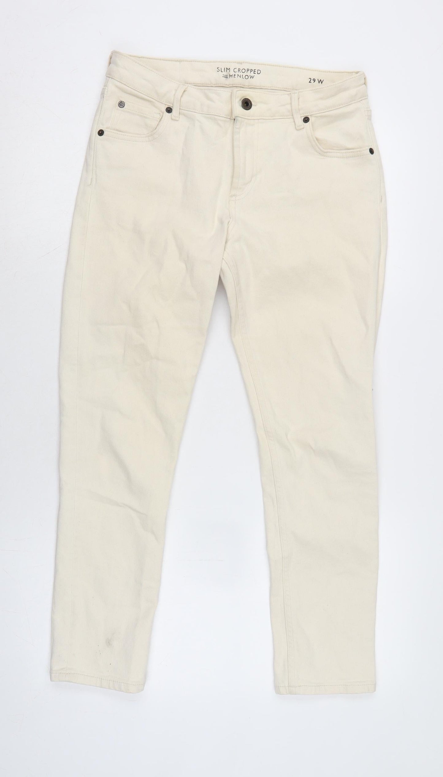 Jack Wills Womens Ivory Cotton Blend Cropped Jeans Size 28 in L26.5 in Regular Zip