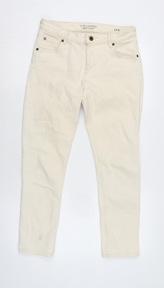 Jack Wills Womens Ivory Cotton Blend Cropped Jeans Size 28 in L26.5 in Regular Zip