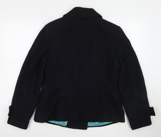 Marks and Spencer Womens Black Parka Coat Size 14 Button