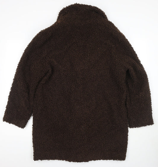 Marks and Spencer Womens Brown Overcoat Coat Size 14 Button