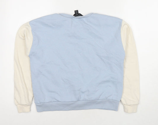 New Look Girls Blue Colourblock Cotton Pullover Sweatshirt Size 12-13 Years Pullover - Stockholm